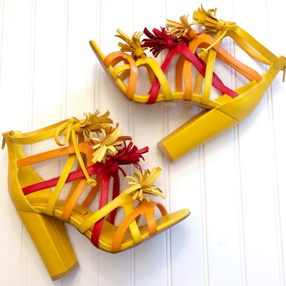 yellow tassel heels